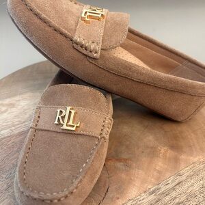Ralph Lauren Light Brown Barnsbury Suede Loafers SIZE 6